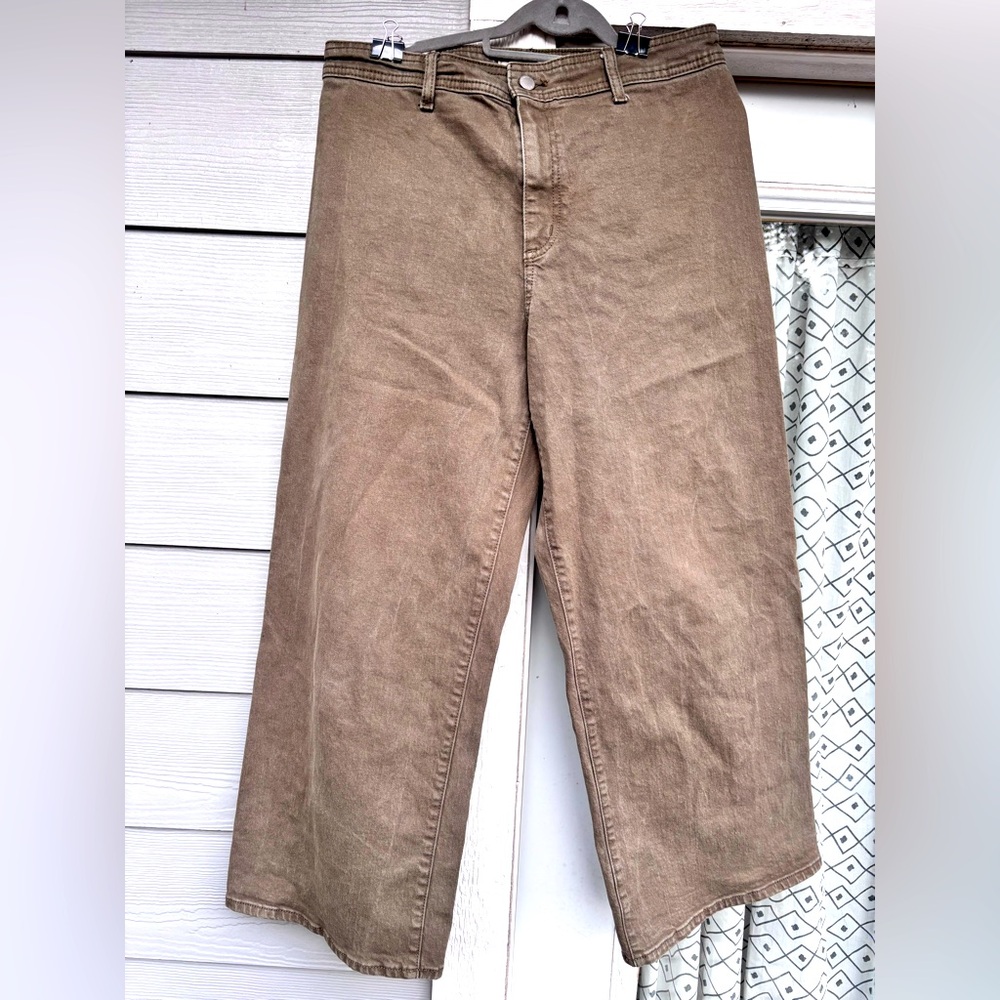 Universal standard sailor wide leg cropped pants earthy green size 12
